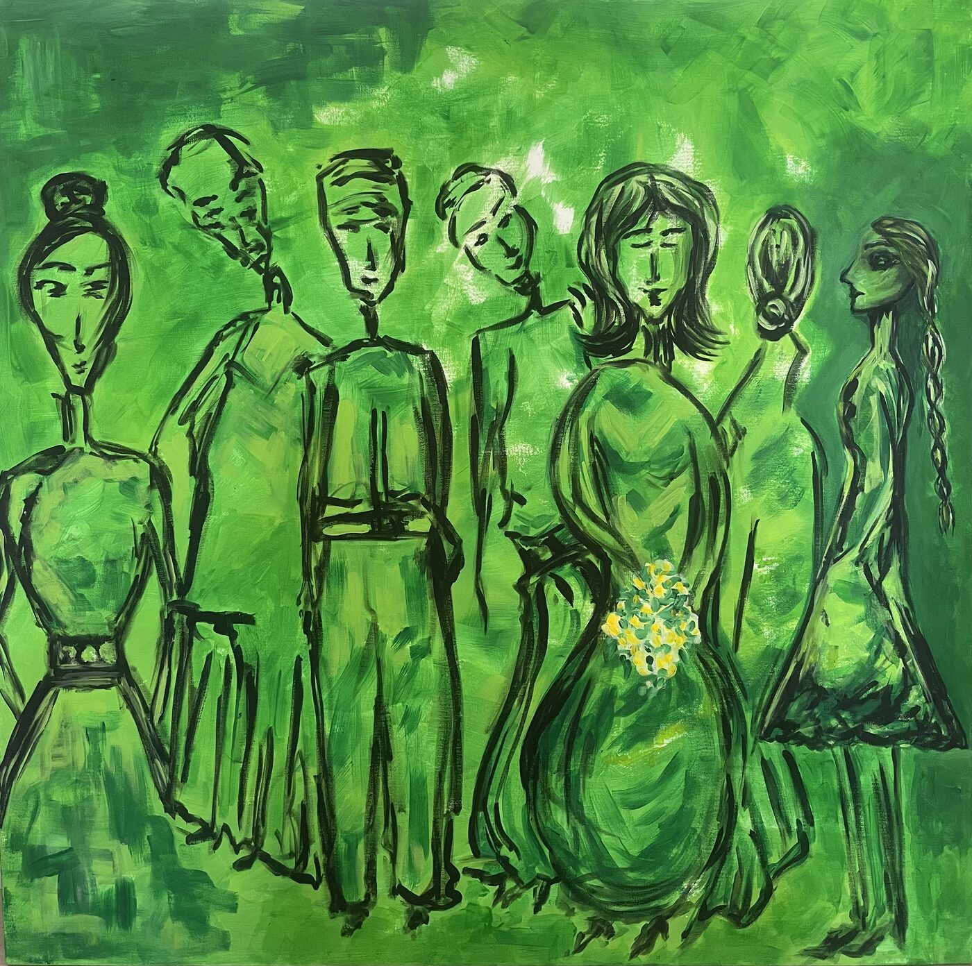 Gathering, Acrylic on canvas, 100 × 100 cm